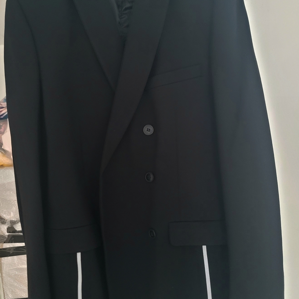 Topman Black Men's Blazer with White Accents